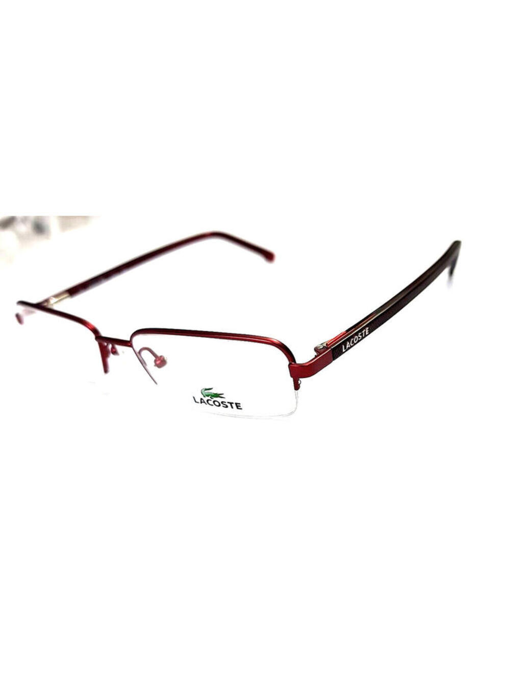Lacoste L2112 615 Red Metal Half Rim Rectangle Eyeglasses Frame 51-16 140 New